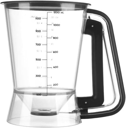 Pancake Batter Dispenser 5-Cup Batter Pourer for Maker Pancakes, Waffles, Crepes, Muffins, Cupcakes, Easy Squeeze Grip Handle with Proof Nozzle, Precise Baking Tools（Yellow）
