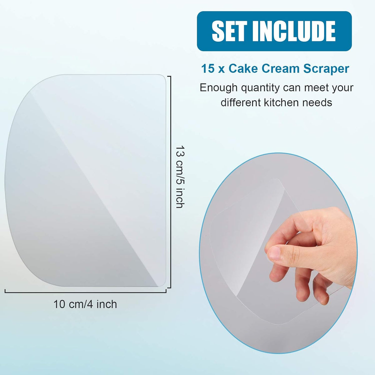 15 Pieces Transparent Cake Cream Scraper Flexible Plastic Cake Scraper Smoother Pastry Spatula for Bread Pastry Decorating Supplies DIY Kitchen Bakery Baking Tool