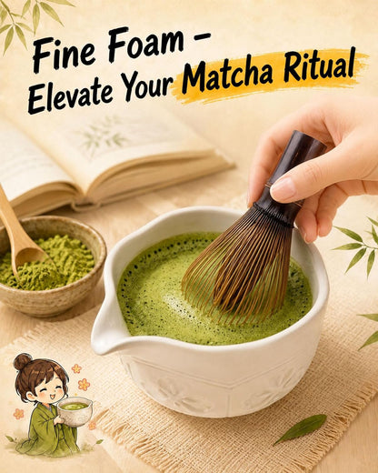 Matcha Whisk Set, Ceramic Matcha Set Includes Matcha Bowl and Matcha Whisk | Holder, Spout, Bamboo Scoop, Sifter and Tea Towel - 6 Pcs Matcha Kit Gift for Matcha Lovers Beginners