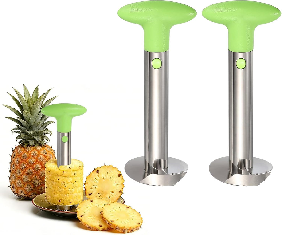 2Pcs Pineapple Corer 9.4x4.1" Stainless Steel Upgraded Core Green