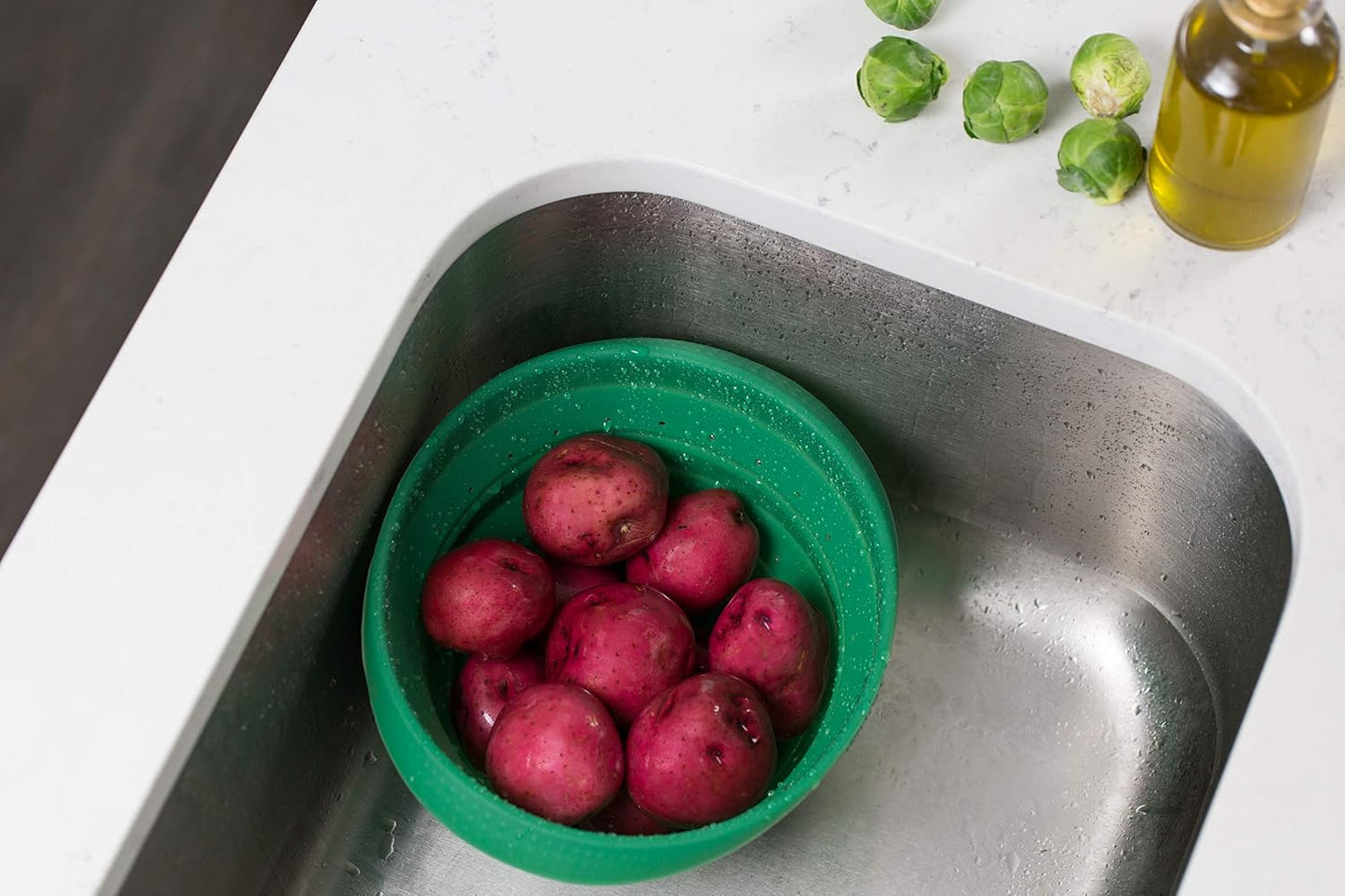 4-Quart Silicone Collapsible Colander - Green