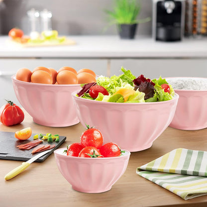 Mixing Bowls with Lids Set,Plastic Prep Bowl with Lid,Mixing Bowl Set for Kitchen Cooking, Baking,Storage Food,4 Big Nesting Bowls and 1 Egg Whisk,Stackable，Green