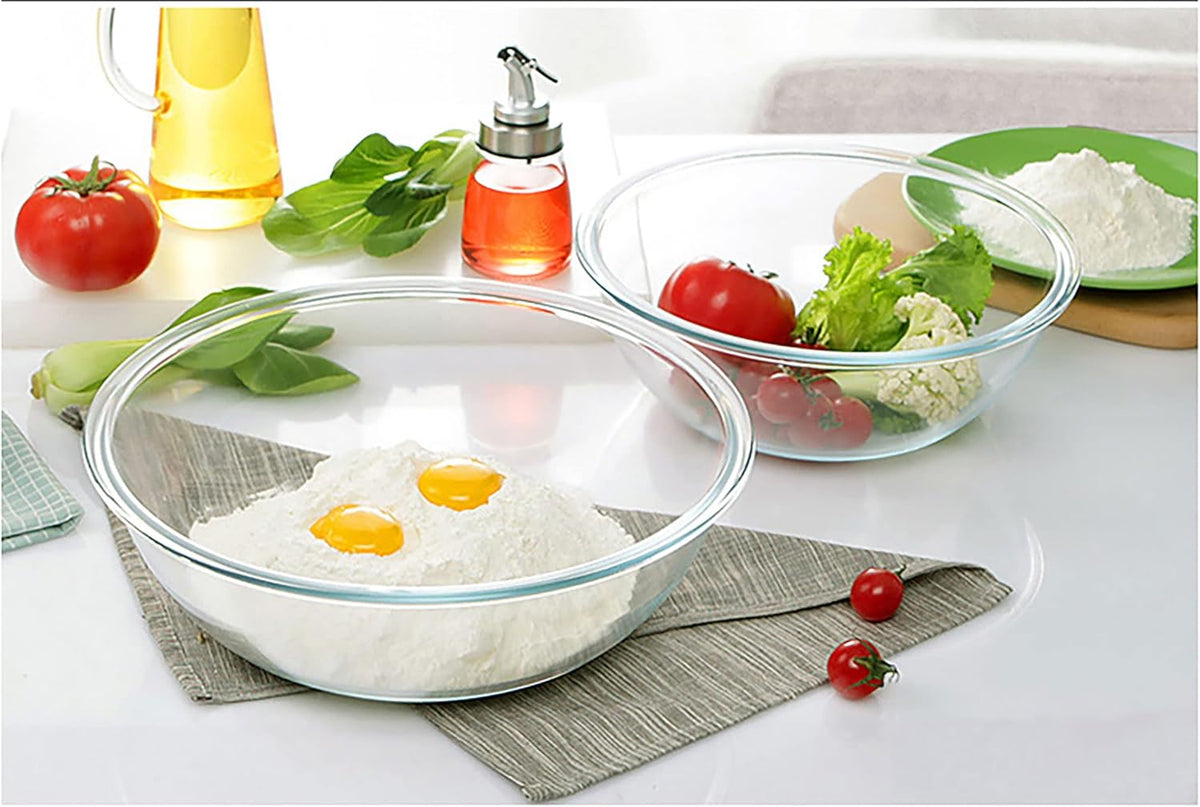 Glass Mixing Bowls with Lids Set, 8 Pieces Glass Salad Bowl Set with Lids(0.6QT,1.1QT,2.2QT,4QT) High Brosilicate Microwave Bowls for Kitchen Baking, Prepping Serving and Storage, Great Gift
