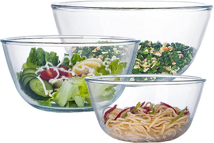 Glass Mixing Bowls with Lids Set, 8 Pieces Glass Salad Bowl Set with Lids(0.6QT,1.1QT,2.2QT,4QT) High Brosilicate Microwave Bowls for Kitchen Baking, Prepping Serving and Storage, Great Gift