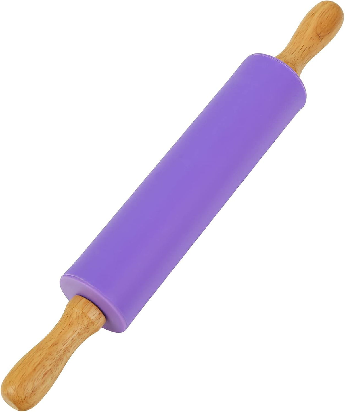 Rolling Pin for Baking, 12 Inch Non-Stick Silicone Surface, Wooden Handle Rolling Pin for Baking Pies, Pastry, Cookies, Kitchen Essential