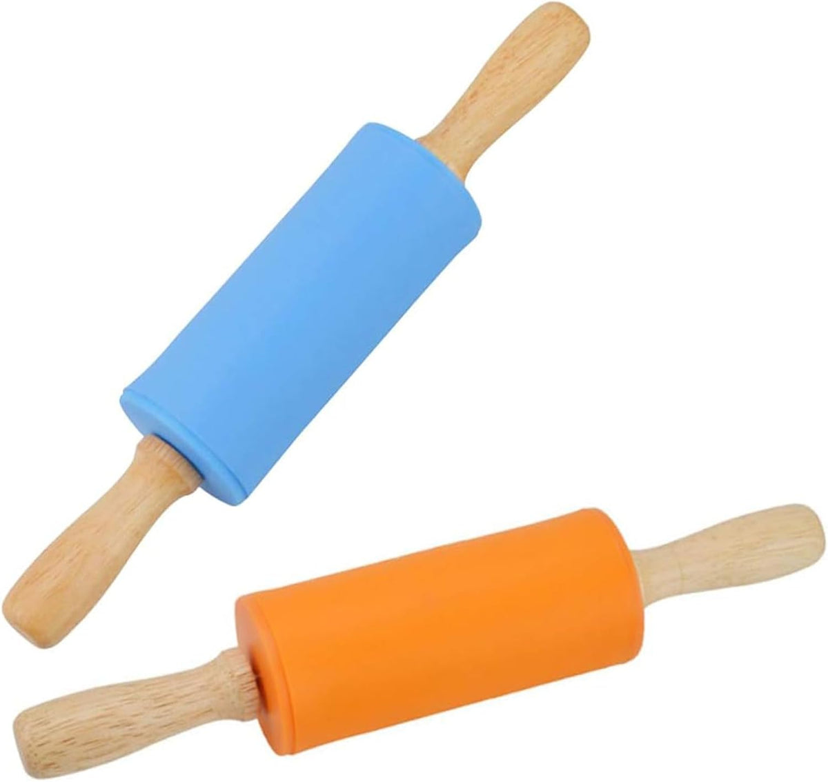 Rolling Pin for Baking, 12 Inch Non-Stick Silicone Surface, Wooden Handle Rolling Pin for Baking Pies, Pastry, Cookies, Kitchen Essential