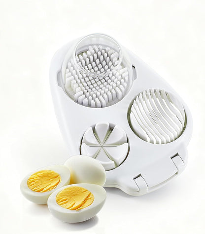 3-In-1 Egg Slicer for Hard Boiled Eggs - Stainless Steel Multipurpose Egg Cutter, Ideal Three Way Egg Slicer & Kitchen Chopper Tool for Strawberry, Mushroom, Grape, Tomato