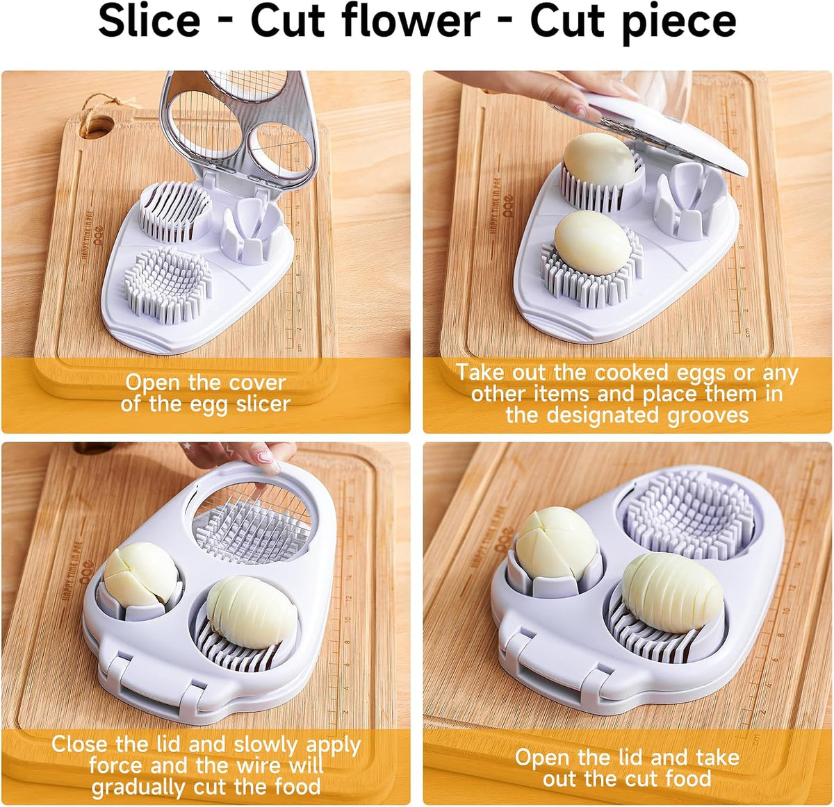 3-In-1 Egg Slicer for Hard Boiled Eggs - Stainless Steel Multipurpose Egg Cutter, Ideal Three Way Egg Slicer & Kitchen Chopper Tool for Strawberry, Mushroom, Grape, Tomato