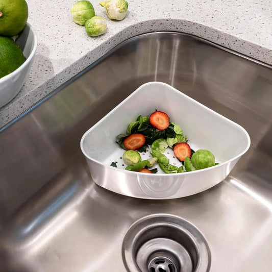 Triangular Kitchen Sink Drain Basket for Food, Sink Food Catcher Basket for Washing Vegetables & Fruits Corner Sink Strainer