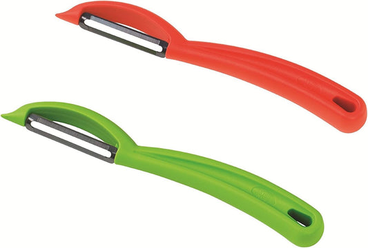 Straight/Serrated Swiss Swivel Peeler, Set of 2, Green/Red