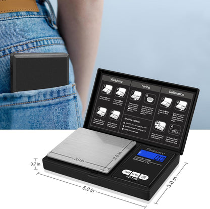 Digital Pocket Gram Scale 1000g/0.1g, Small Digital Scales Grams Ounces Grains, Herb Scale, Jewelry Scale, Portable Travel Food Scale