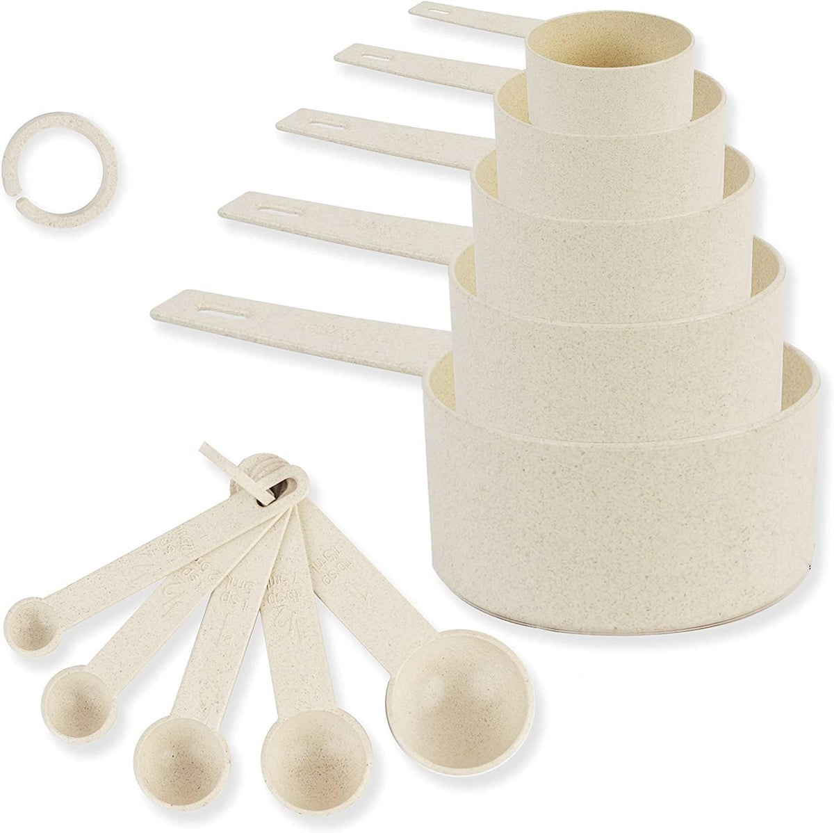 Measuring Cups Set - Measuring Spoons for Accurate Measurement of Dry and Liquid Ingredients - Set of 10 Wheat Straw Measuring Cups