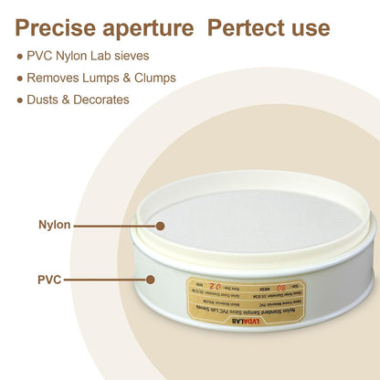 7.9" (20cm) PVC Lab Sieve, Nylon Mesh, 80 Mesh (0.2mm) Screen Sifter