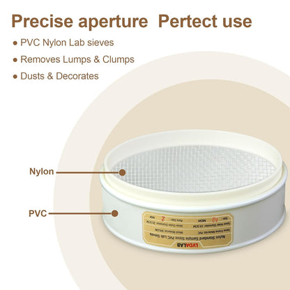 7.9" (20cm) PVC Lab Sieve, Nylon Mesh, 80 Mesh (0.2mm) Screen Sifter