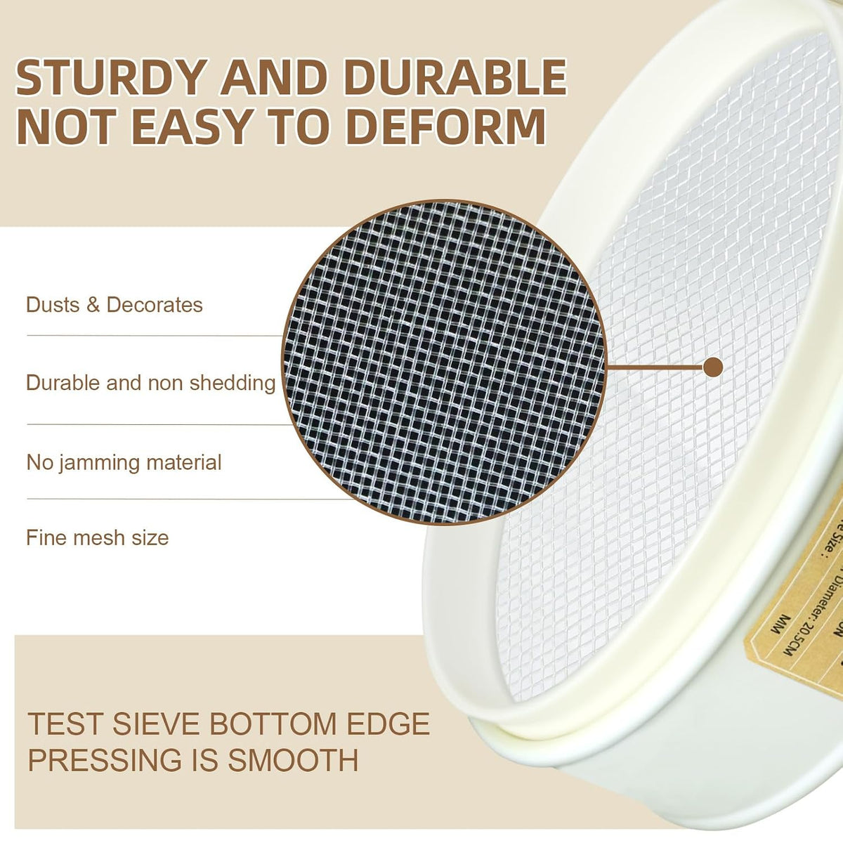 7.9" (20cm) PVC Lab Sieve, Nylon Mesh, 80 Mesh (0.2mm) Screen Sifter