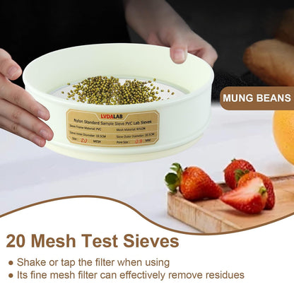 7.9" (20cm) PVC Lab Sieve, Nylon Mesh, 80 Mesh (0.2mm) Screen Sifter