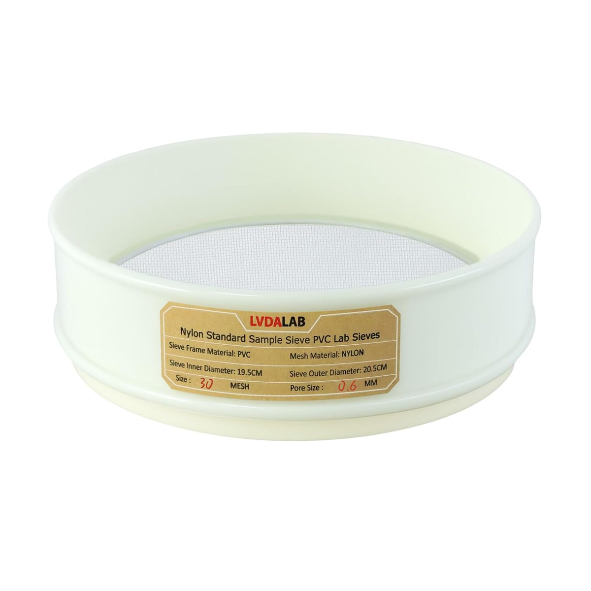 7.9" (20cm) PVC Lab Sieve, Nylon Mesh, 80 Mesh (0.2mm) Screen Sifter