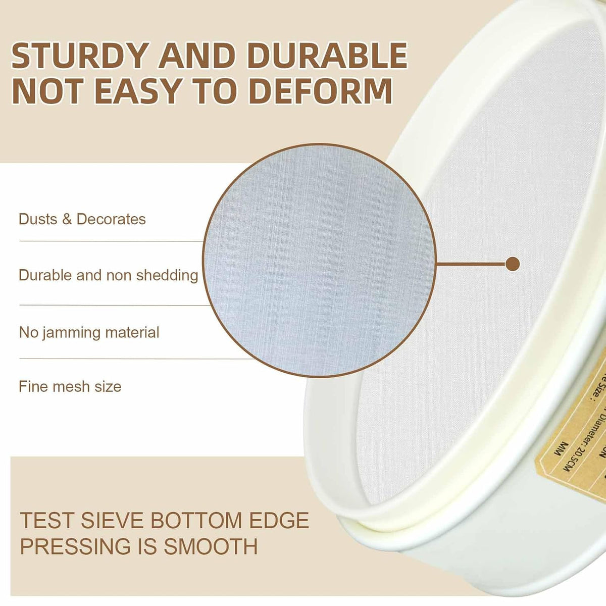 7.9" (20cm) PVC Lab Sieve, Nylon Mesh, 80 Mesh (0.2mm) Screen Sifter