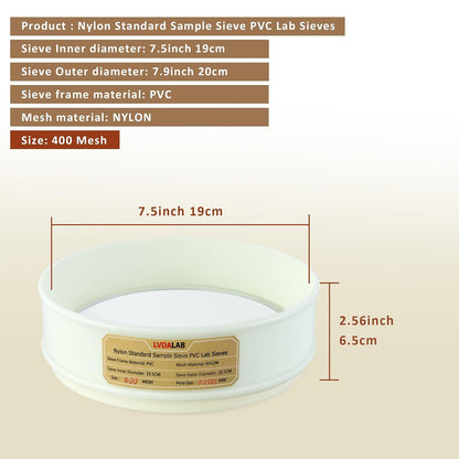 7.9" (20cm) PVC Lab Sieve, Nylon Mesh, 80 Mesh (0.2mm) Screen Sifter