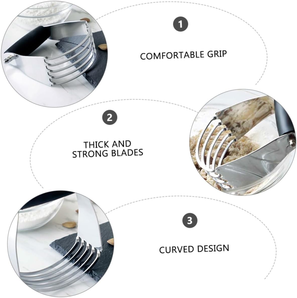 Stainless Steel Dough Cutter for Pastry, Rust Resistant Hand Tool