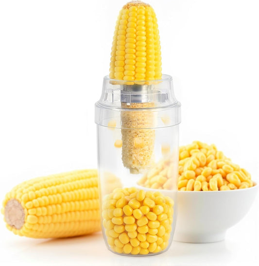 Corn Cob Stripper, Corn Peeler for Corn on the Cob, with Bowl Fast No-Mess Kernel Cutter Tool for Effortless Prep with Serrated Blade for Home & Kitchen