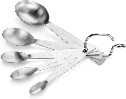 18/8 Stainless Steel Measuring Spoons Set of 5, Silver