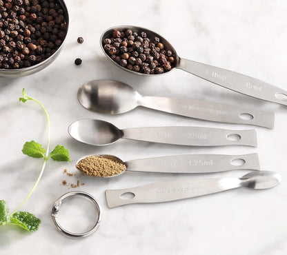 18/8 Stainless Steel Measuring Spoons Set of 5, Silver