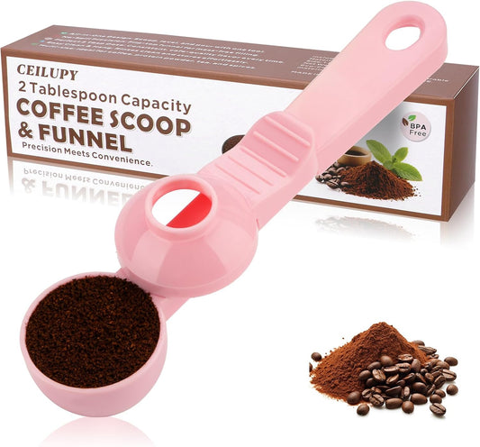 2 Tbsp Coffee Scoop with Built-in Funnel, Mess-Free Ground Coffee | For Protein Powder, Tea & Reusable K-Cup Refilling. Precise measurement, easy to use for daily brewing needs.