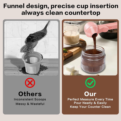 2 Tbsp Coffee Scoop with Built-in Funnel, Mess-Free Ground Coffee | For Protein Powder, Tea & Reusable K-Cup Refilling. Precise measurement, easy to use for daily brewing needs.