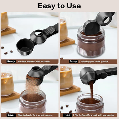 2 Tbsp Coffee Scoop with Built-in Funnel, Mess-Free Ground Coffee | For Protein Powder, Tea & Reusable K-Cup Refilling. Precise measurement, easy to use for daily brewing needs.