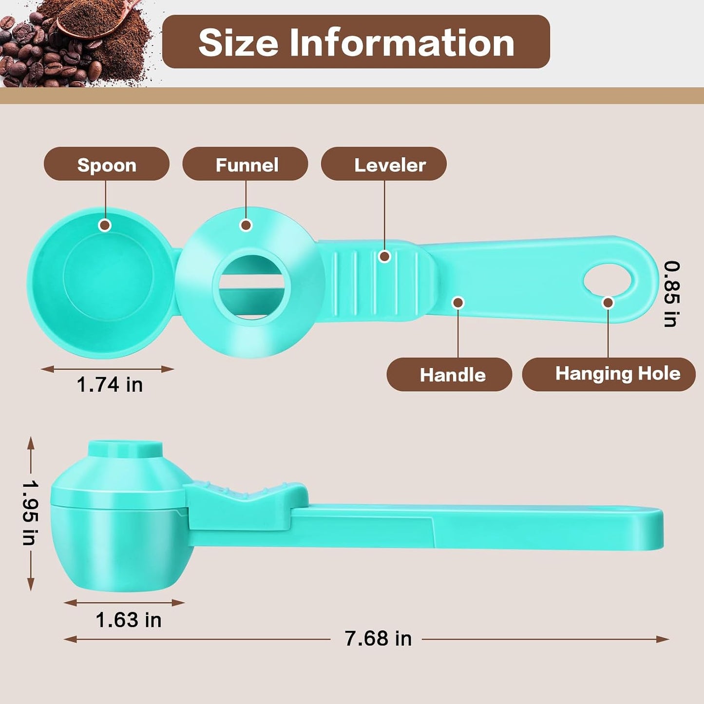2 Tbsp Coffee Scoop with Built-in Funnel, Mess-Free Ground Coffee | For Protein Powder, Tea & Reusable K-Cup Refilling. Precise measurement, easy to use for daily brewing needs.