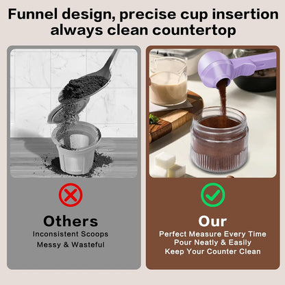 2 Tbsp Coffee Scoop with Built-in Funnel, Mess-Free Ground Coffee | For Protein Powder, Tea & Reusable K-Cup Refilling. Precise measurement, easy to use for daily brewing needs.