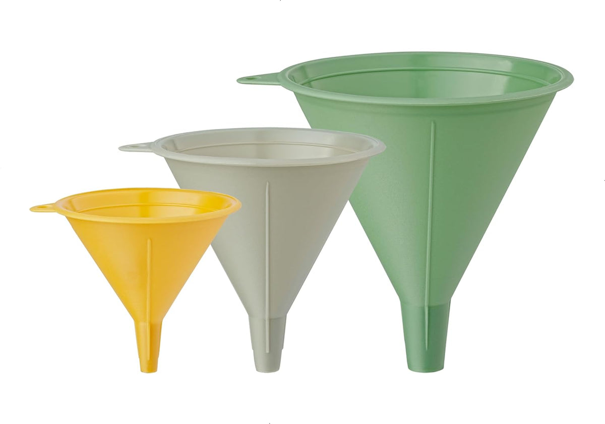 3 Piece Plastic Funnel Set (Pastel Color) - Kitchen Funnels Pouring Spout - for Filling Bottles Water Liquid, Protein Powder, Food Grade Cooking, Drink, Paint, Lotion, Kids