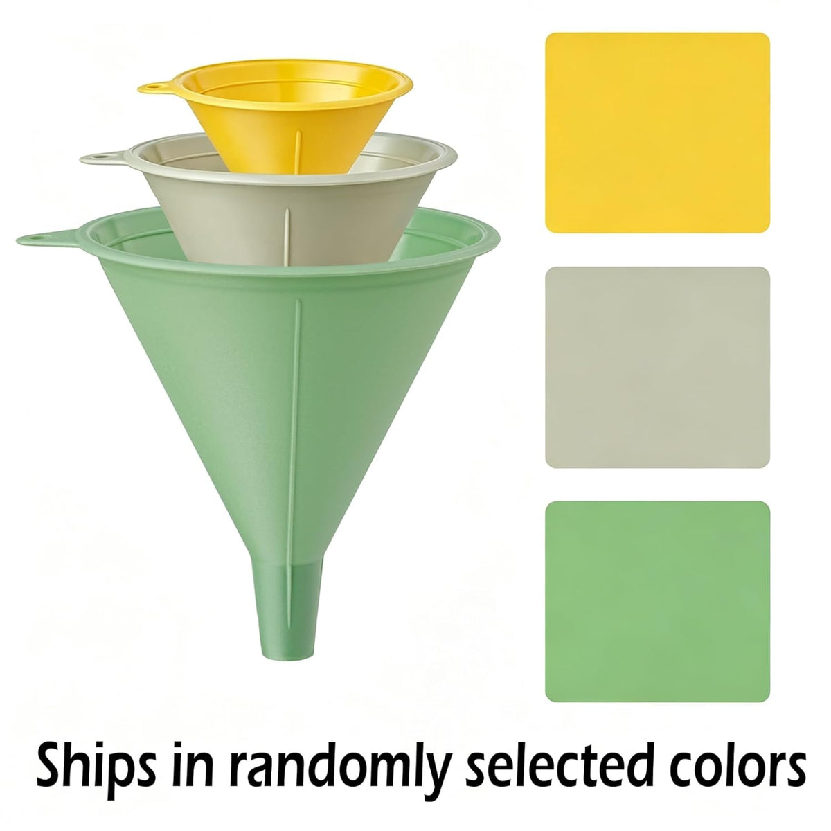 3 Piece Plastic Funnel Set (Pastel Color) - Kitchen Funnels Pouring Spout - for Filling Bottles Water Liquid, Protein Powder, Food Grade Cooking, Drink, Paint, Lotion, Kids