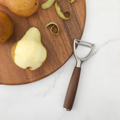 Kitchen Essential Stainless Steel Vegetable Y Peeler W/Walnut Wood Handle
