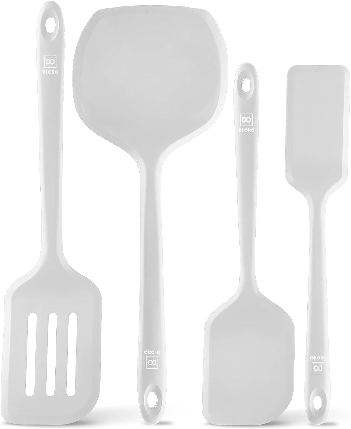 Silicone Turner Spatula Set - 600F Heat Resistant, 4-Pc Stone