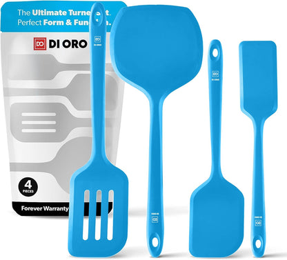Silicone Turner Spatula Set - 600F Heat Resistant, 4-Pc Stone