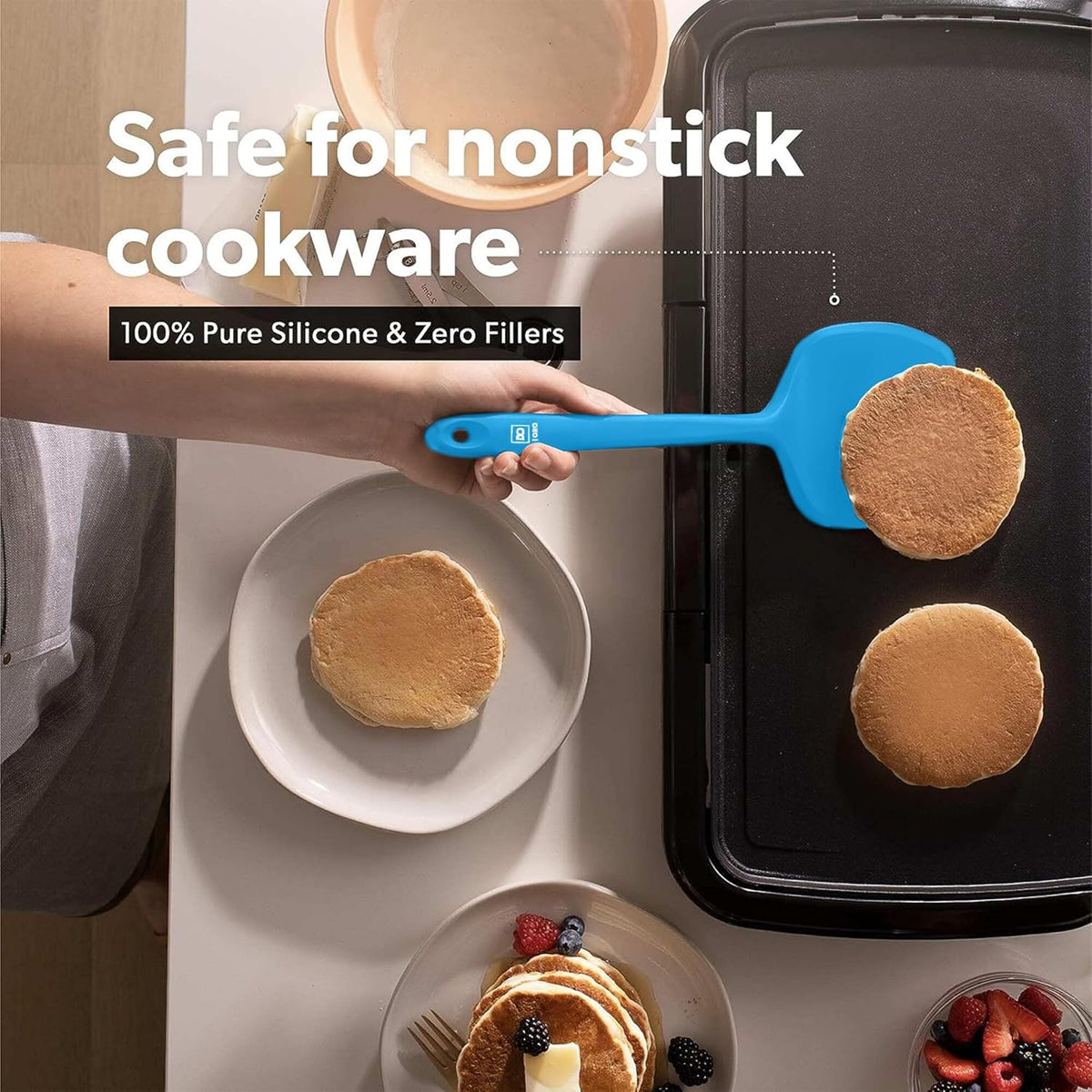 Silicone Turner Spatula Set - 600F Heat Resistant, 4-Pc Stone