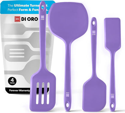 Silicone Turner Spatula Set - 600F Heat Resistant, 4-Pc Stone