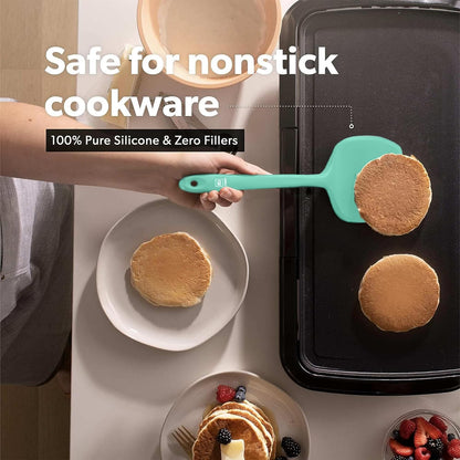 Silicone Turner Spatula Set - 600F Heat Resistant, 4-Pc Stone