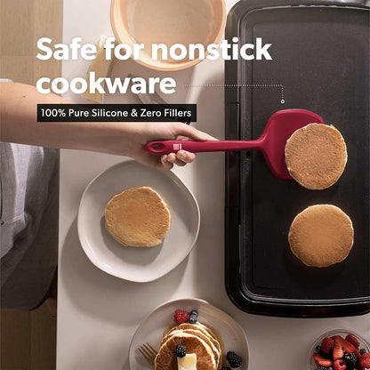 Silicone Turner Spatula Set - 600F Heat Resistant, 4-Pc Stone