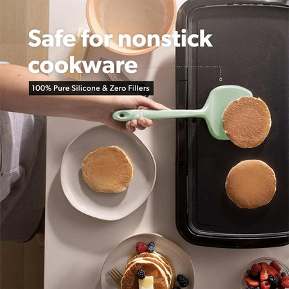 Silicone Turner Spatula Set - 600F Heat Resistant, 4-Pc Stone