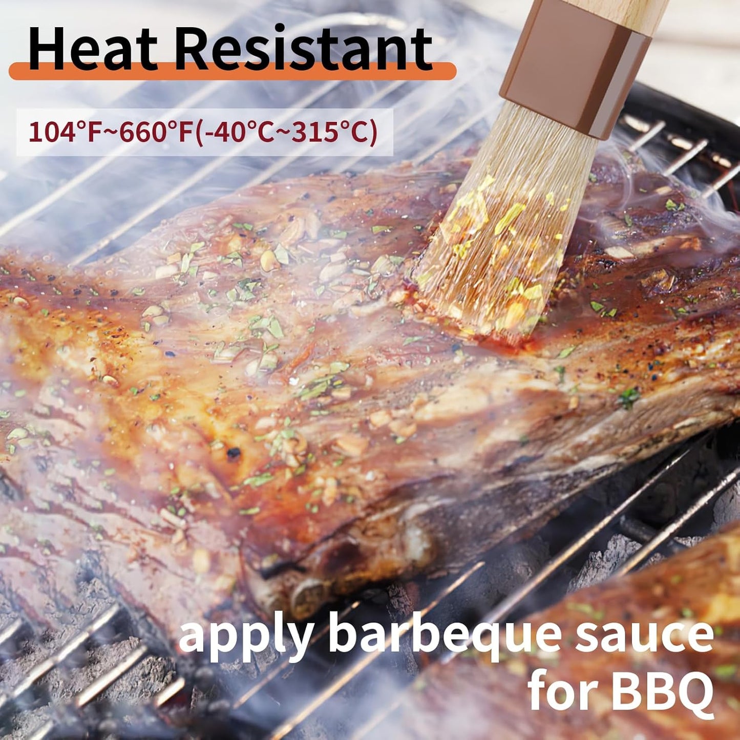 3 Pack Natural Bristle Pastry Brush for Basting Baking Cooking Food | Wooden Handle for Grilling & BBQ, Shed-Resistant Cooking Brushes for Sauce, Oil, Butter and Marinade