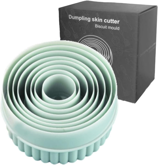 Round Cookie Cutters Set, 8 Pieces, Double-Sided Biscuit Cutters, 1.1-3.85 Inch Sizes, Mint Green