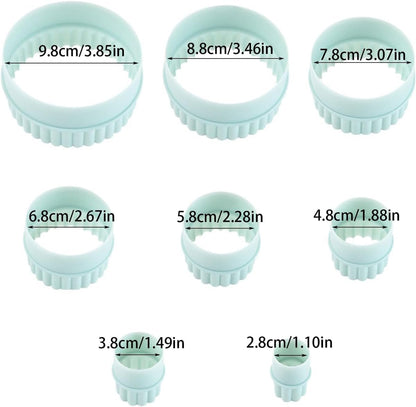 Round Cookie Cutters Set, 8 Pieces, Double-Sided Biscuit Cutters, 1.1-3.85 Inch Sizes, Mint Green