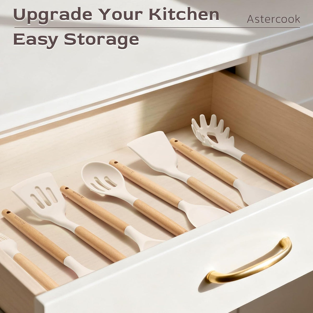 39 PCS Kitchen Utensils Set, Silicone Cooking Utensil Sets with Wooden Handle, 446°F Heat Resistant Food Grade Spatula Set, BPA Free Kitchen Gadgets Tools Set & Spoons for Nonstick Cookware