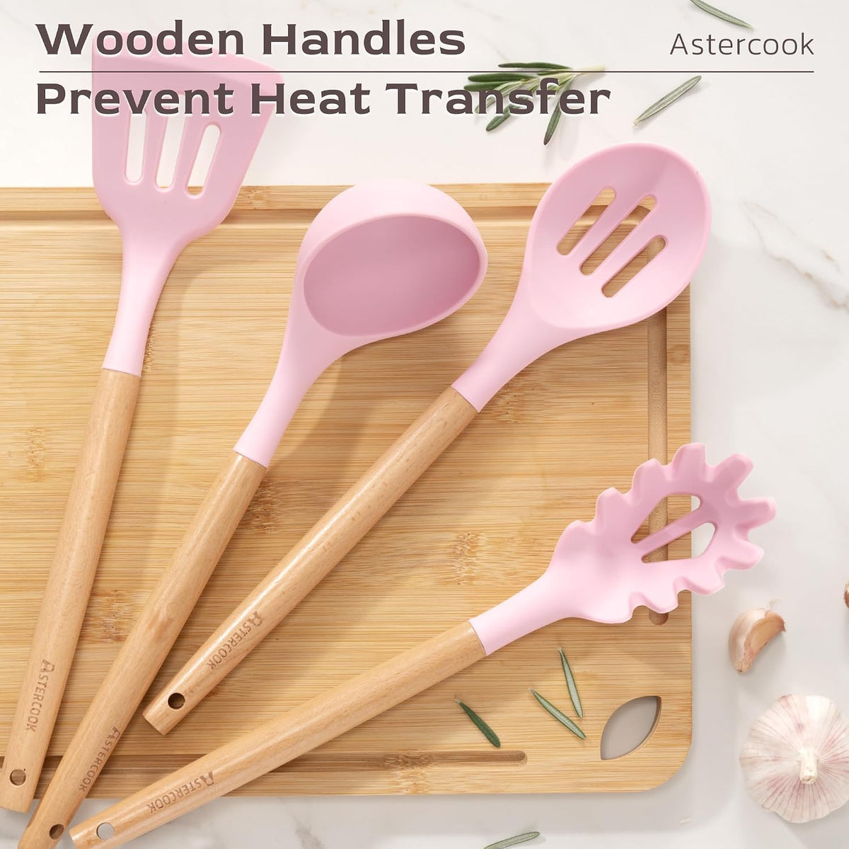 39 PCS Kitchen Utensils Set, Silicone Cooking Utensil Sets with Wooden Handle, 446°F Heat Resistant Food Grade Spatula Set, BPA Free Kitchen Gadgets Tools Set & Spoons for Nonstick Cookware