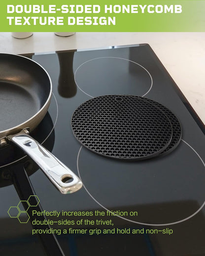 2pcs Silicone Mats for Kitchen Counter,Pot Holders,Trivet,Hot Pads | Potholders for Kitchens,Trivets for Hot Pots,Flexible & Easy to Wash and Dry (Black)