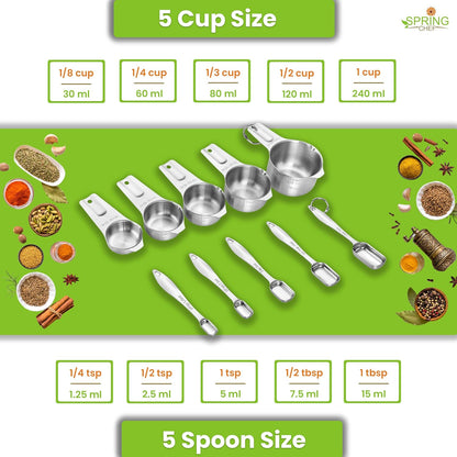 Stainless Steel Measuring Cups and Spoons Set of 14 with Leveler, Nesting Kitchen Metal Measuring Cups and Spoons Set for Dry and Liquid Ingredients, Perfect for Cooking & Baking